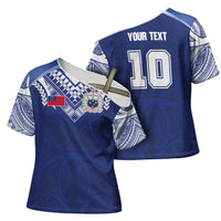 Custom Samoa Rugby Cross Shoulder Shirt Pacific Motifs - Polynesian Pride