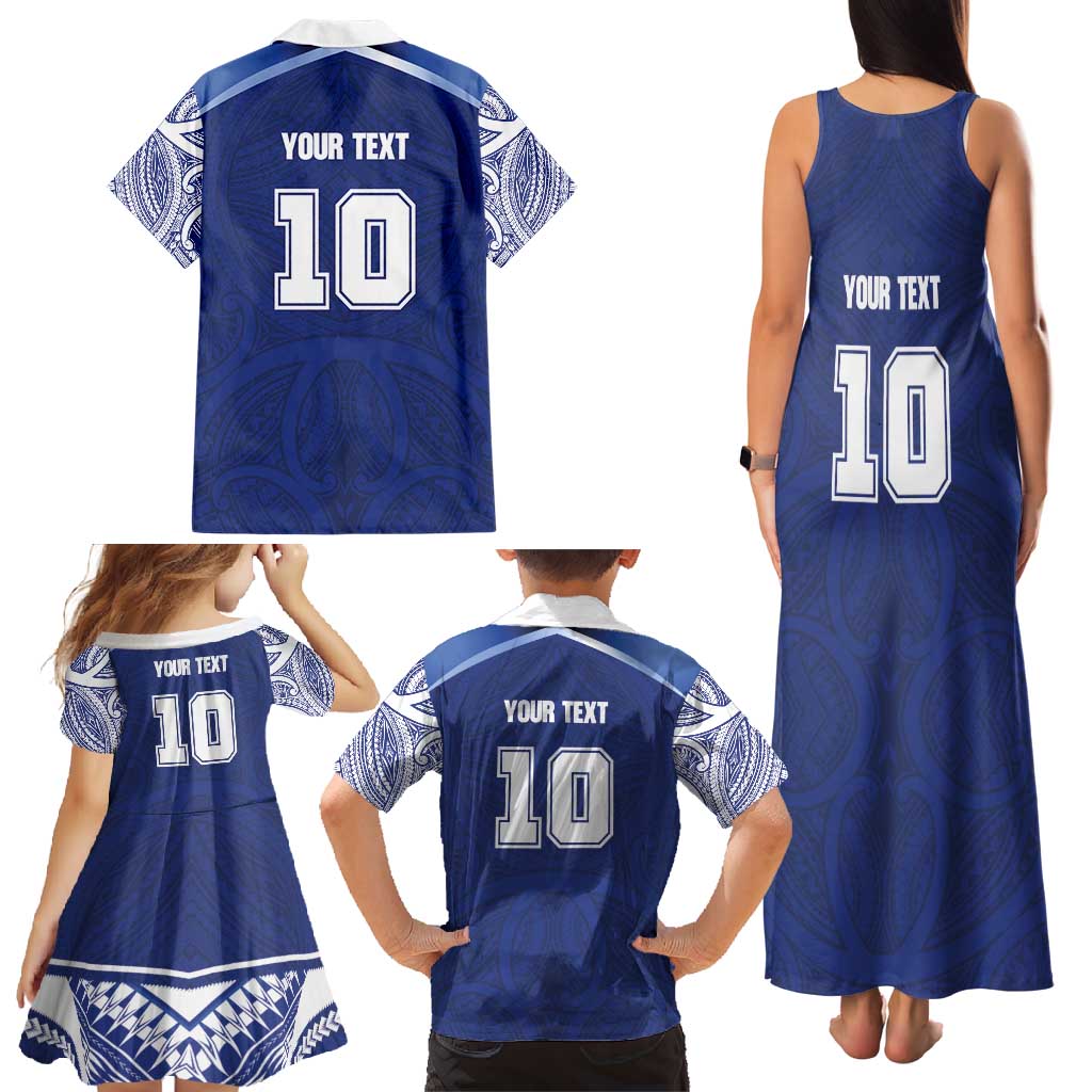 Custom Samoa Rugby Family Matching Tank Maxi Dress and Hawaiian Shirt Pacific Motifs - Polynesian Pride