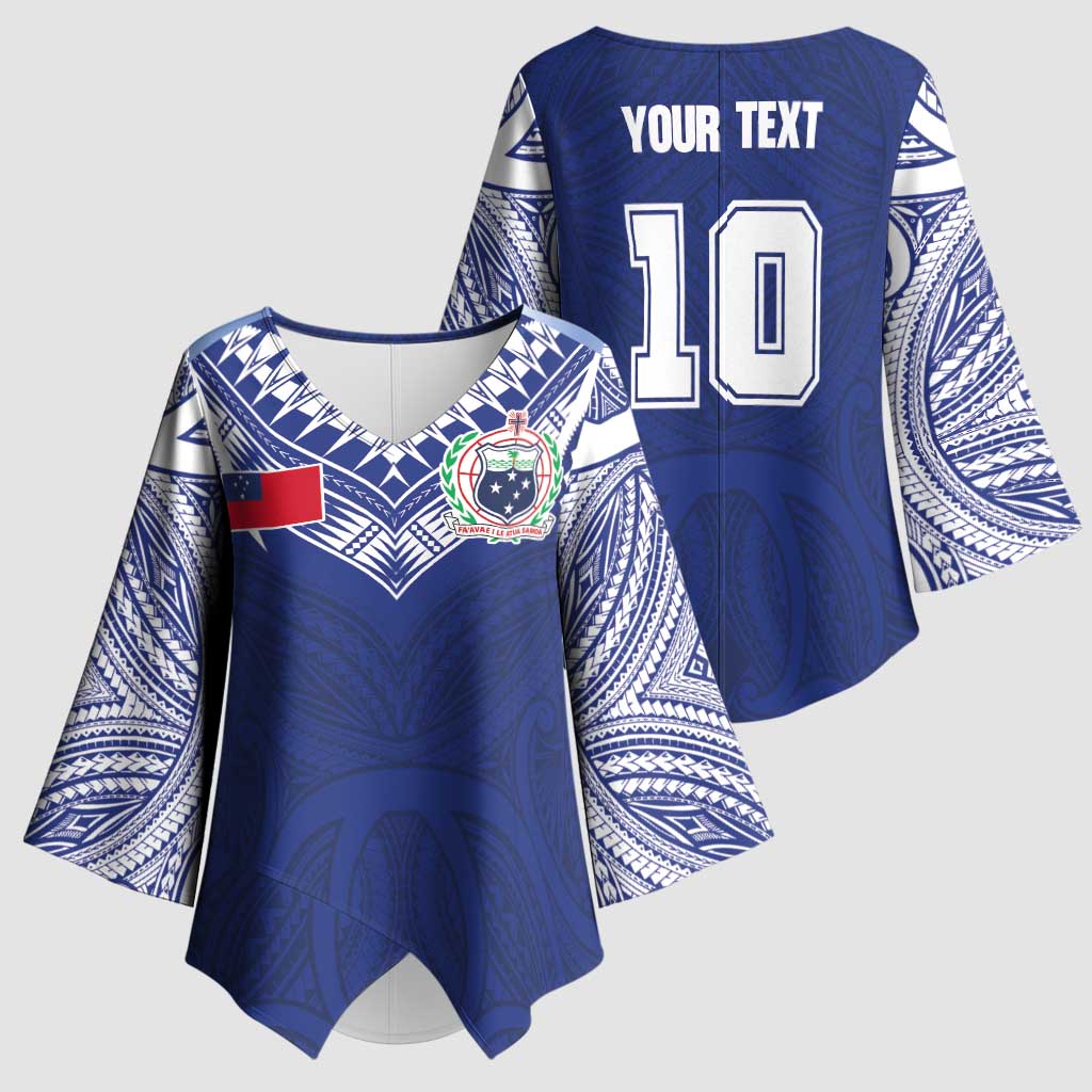 Custom Samoa Rugby Kimono Sleeve Blouse Pacific Motifs - Polynesian Pride