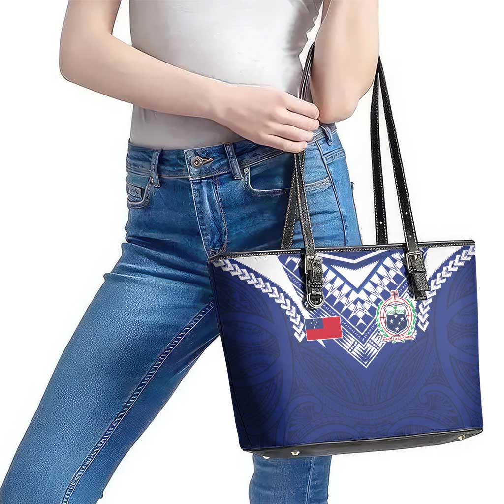 Samoa Rugby Leather Tote Bag Pacific Motifs - Polynesian Pride