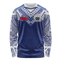 Custom Samoa Rugby Long Sleeve Shirt Pacific Motifs - Polynesian Pride