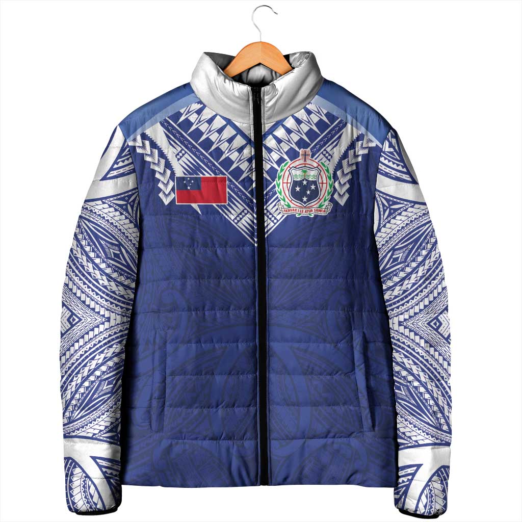 Custom Samoa Rugby Padded Jacket Pacific Motifs - Polynesian Pride