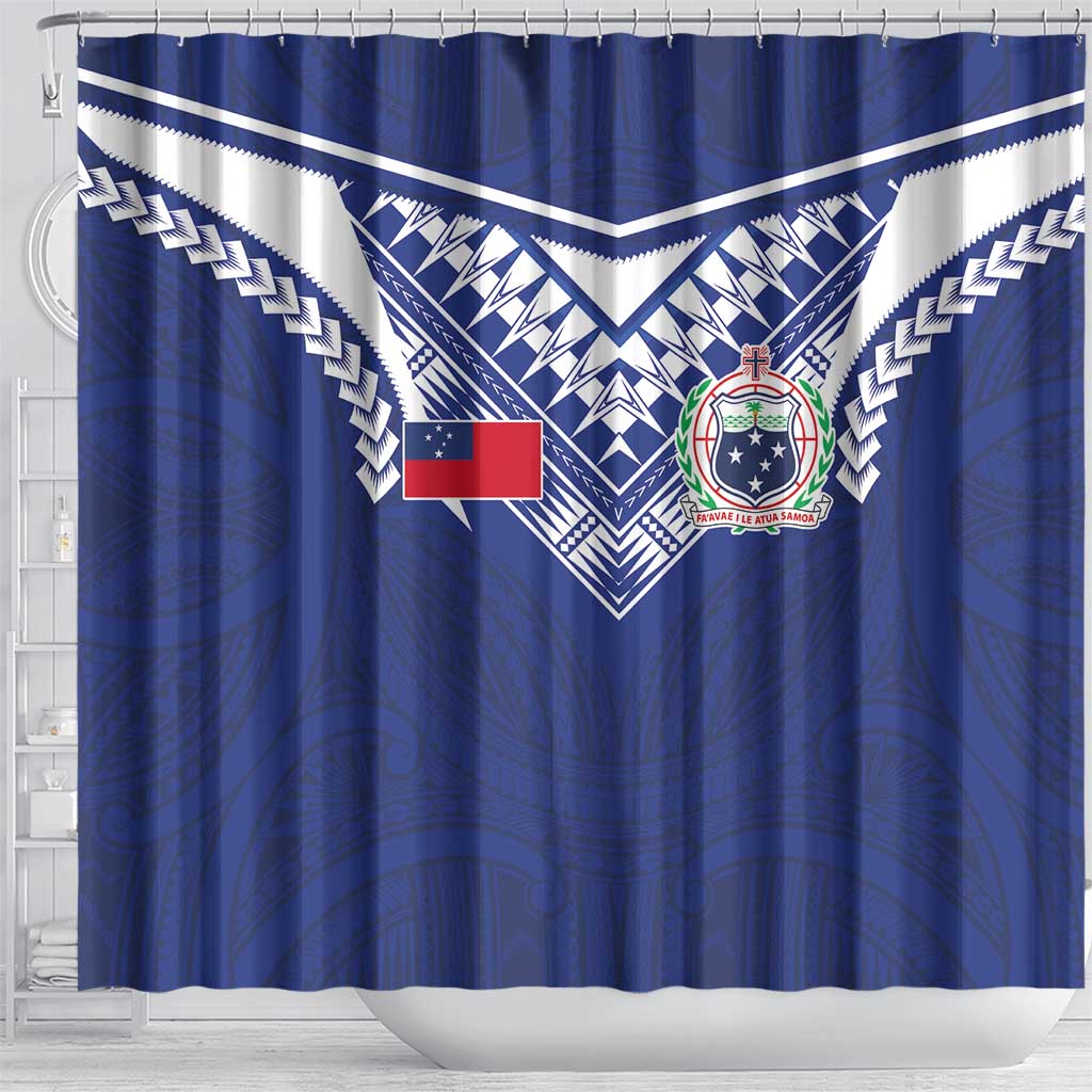 Samoa Rugby Shower Curtain Pacific Motifs - Polynesian Pride