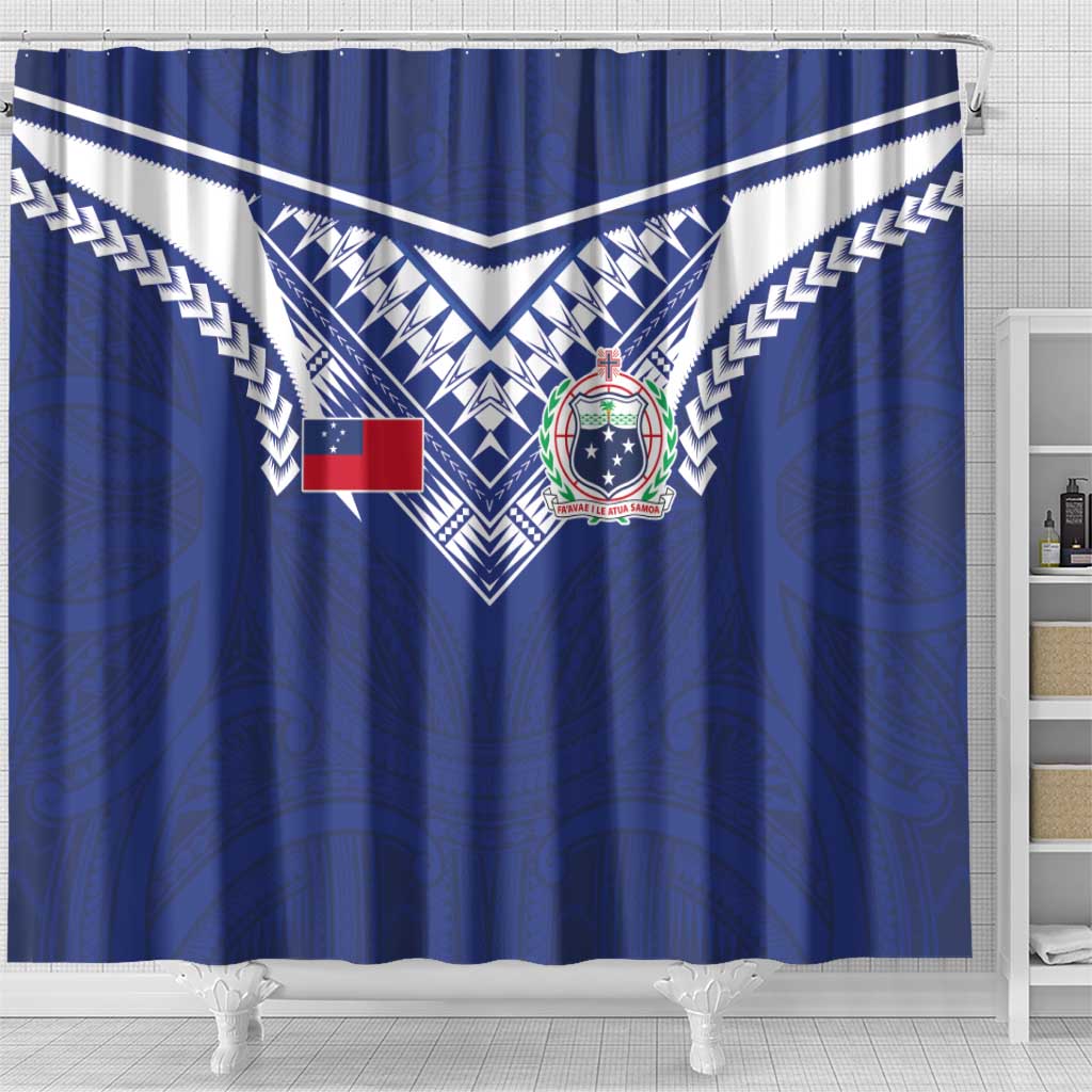 Samoa Rugby Shower Curtain Pacific Motifs - Polynesian Pride