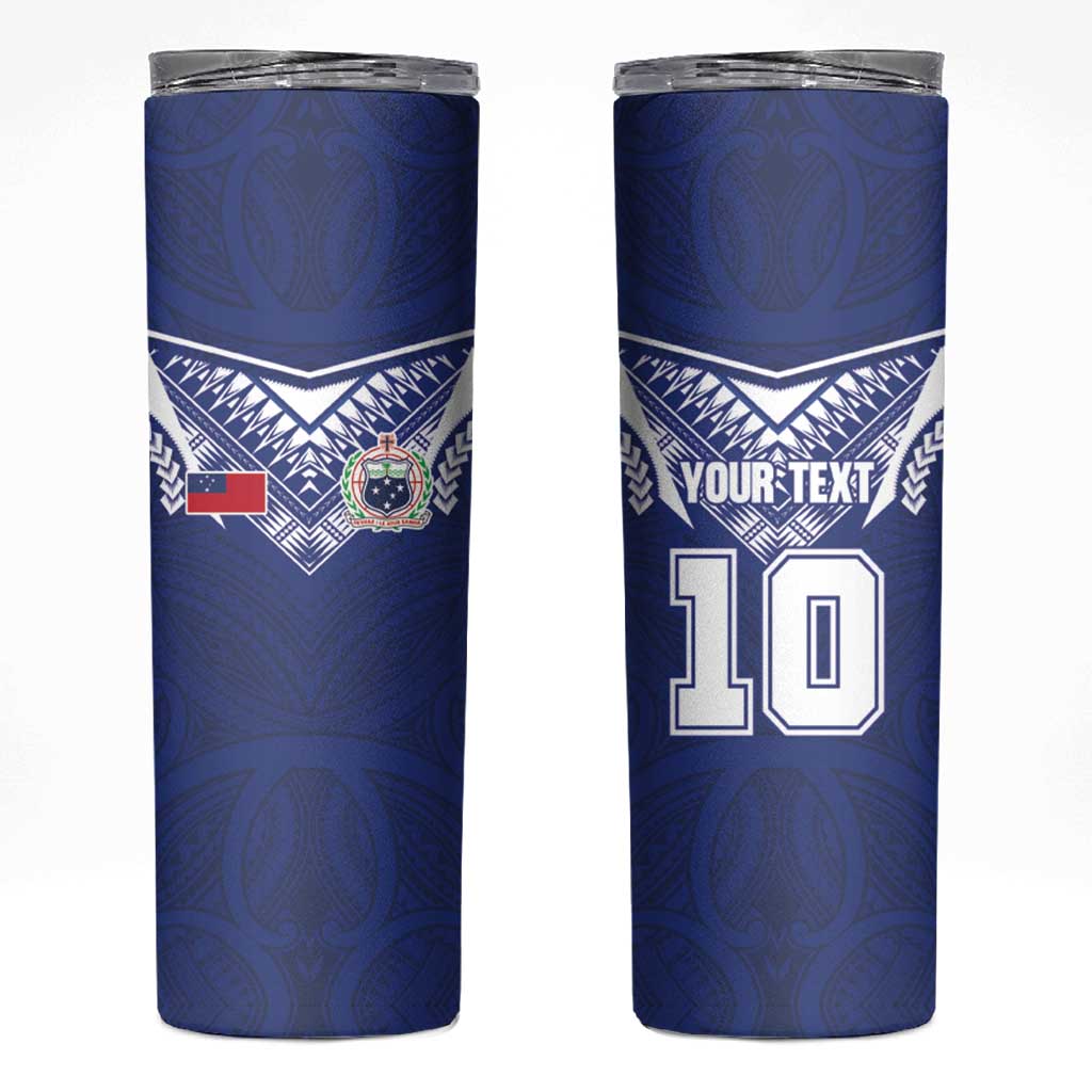 Custom Samoa Rugby Skinny Tumbler Pacific Motifs - Polynesian Pride