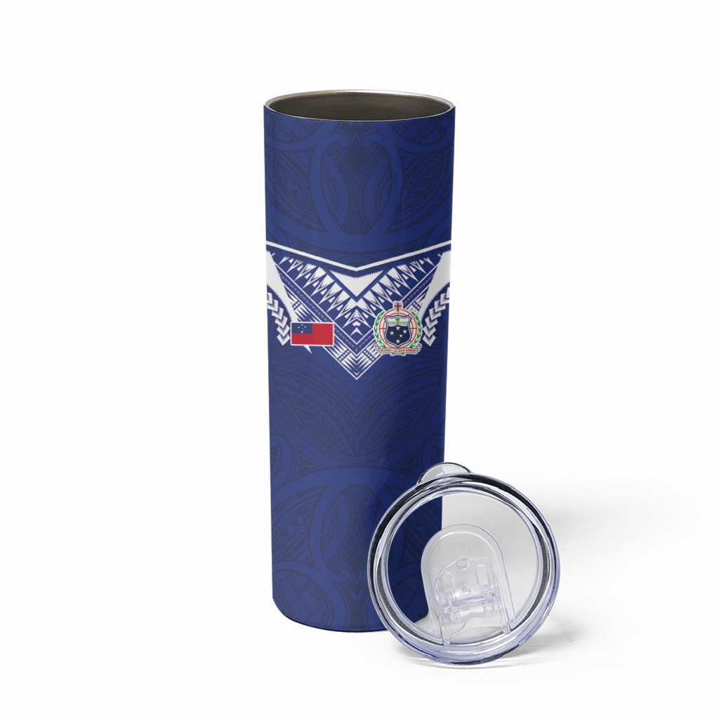 Custom Samoa Rugby Skinny Tumbler Pacific Motifs - Polynesian Pride