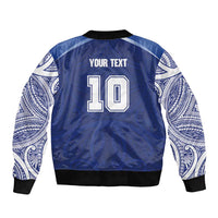 Custom Samoa Rugby Sleeve Zip Bomber Jacket Pacific Motifs - Polynesian Pride