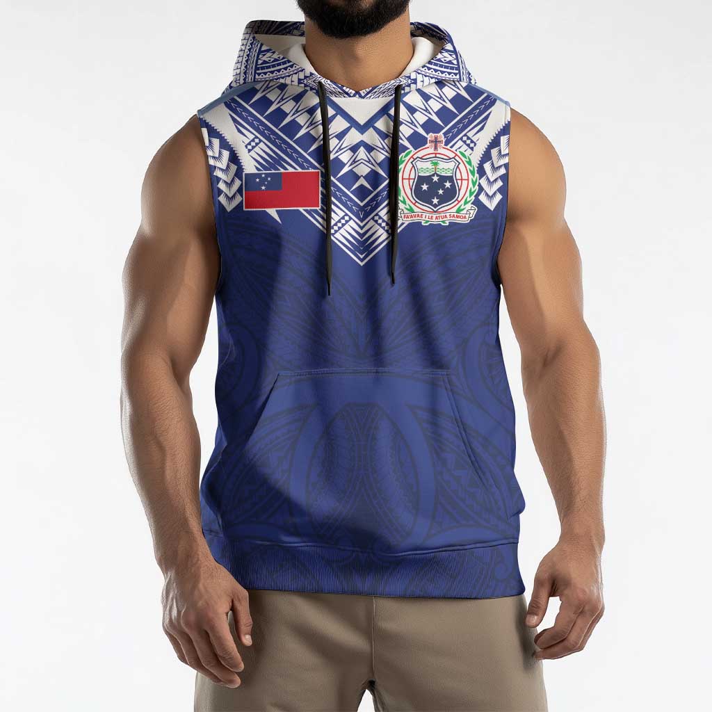 Custom Samoa Rugby Sleeveless Hoodie Pacific Motifs - Polynesian Pride