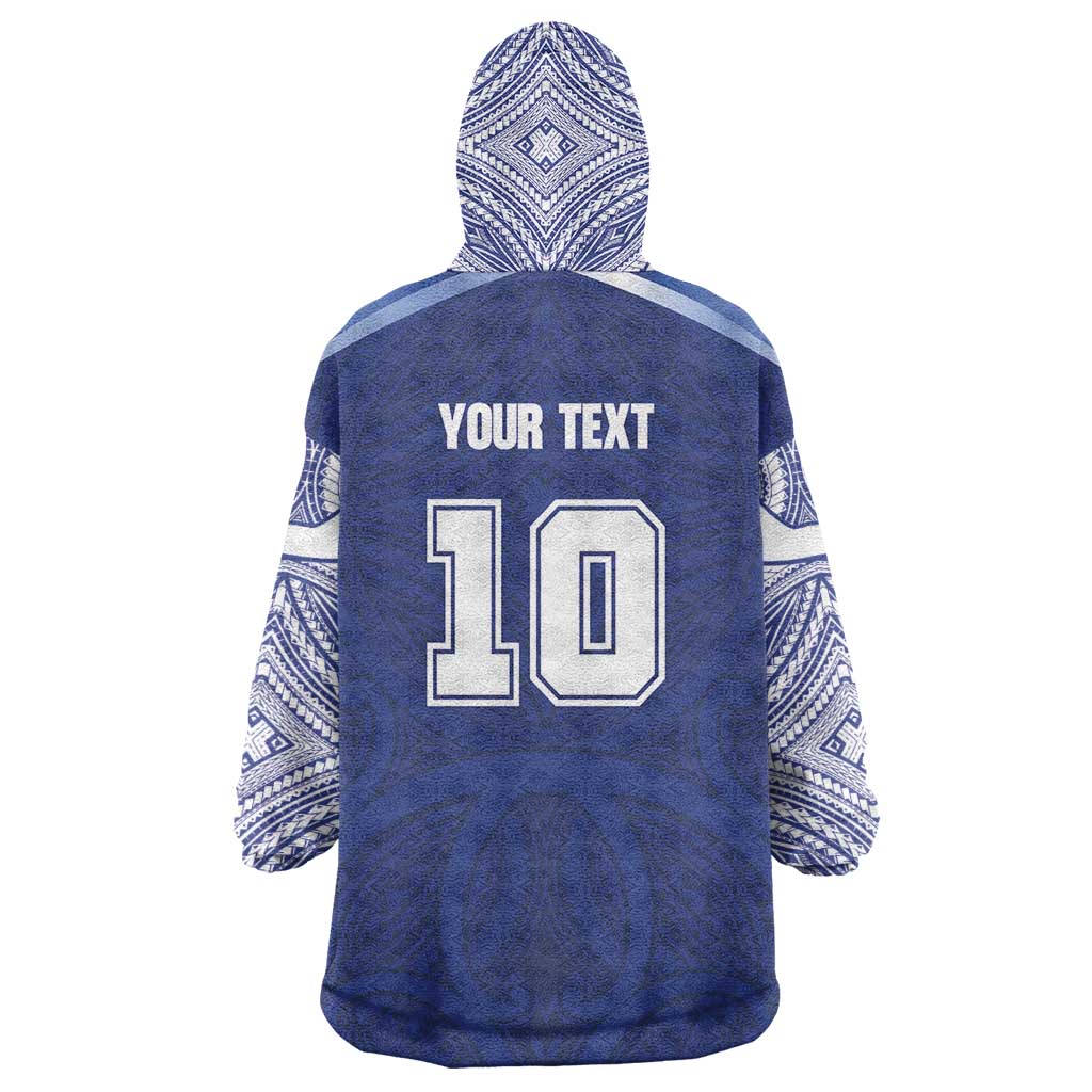 Custom Samoa Rugby Wearable Blanket Hoodie Pacific Motifs - Polynesian Pride