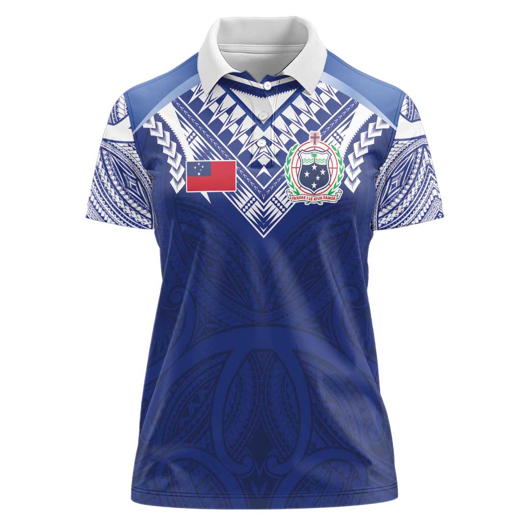 Custom Samoa Rugby Women Polo Shirt Pacific Motifs - Polynesian Pride