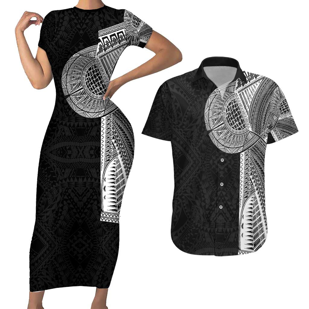 Samoan Tatau Couples Matching Short Sleeve Bodycon Dress and Hawaiian Shirt Art Tribal Traditional Tattoos - Polynesian Pride
