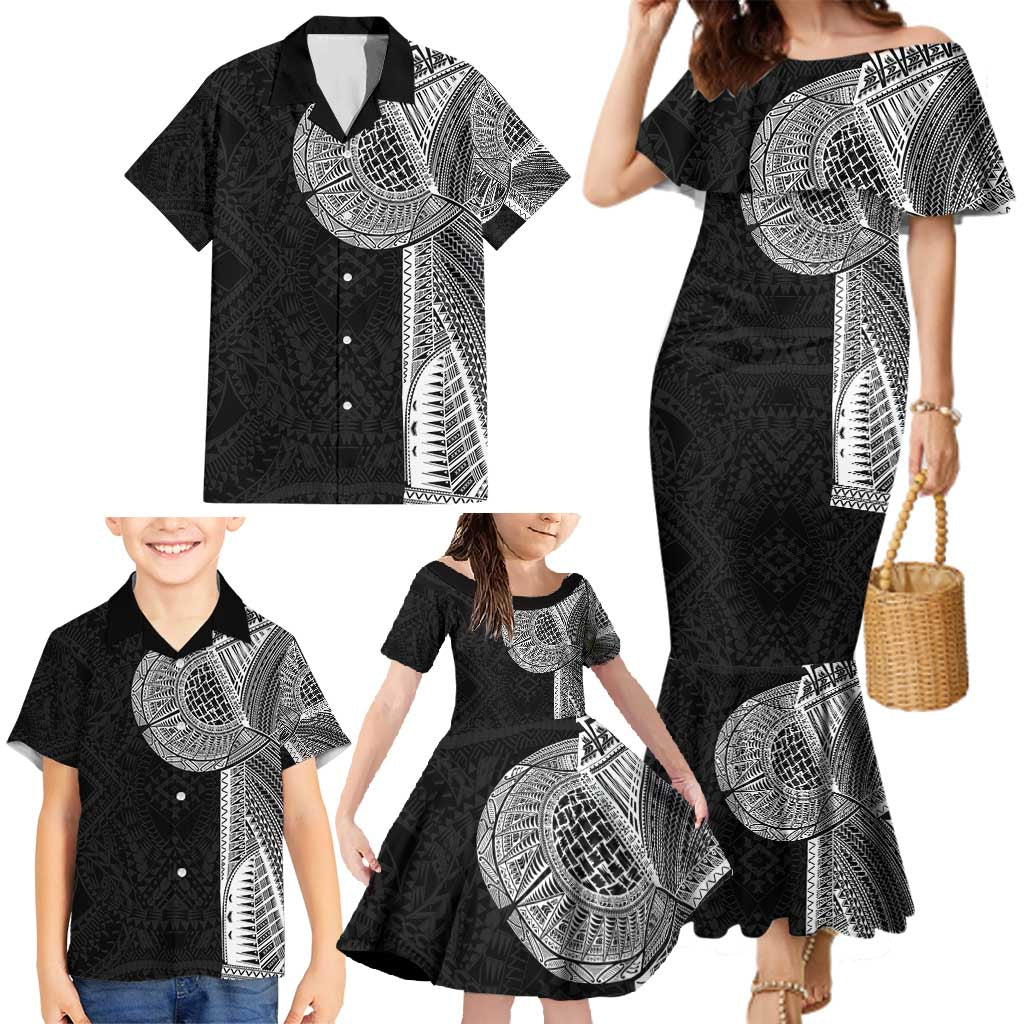 Samoan Tatau Family Matching Mermaid Dress and Hawaiian Shirt Art Tribal Traditional Tattoos - Polynesian Pride