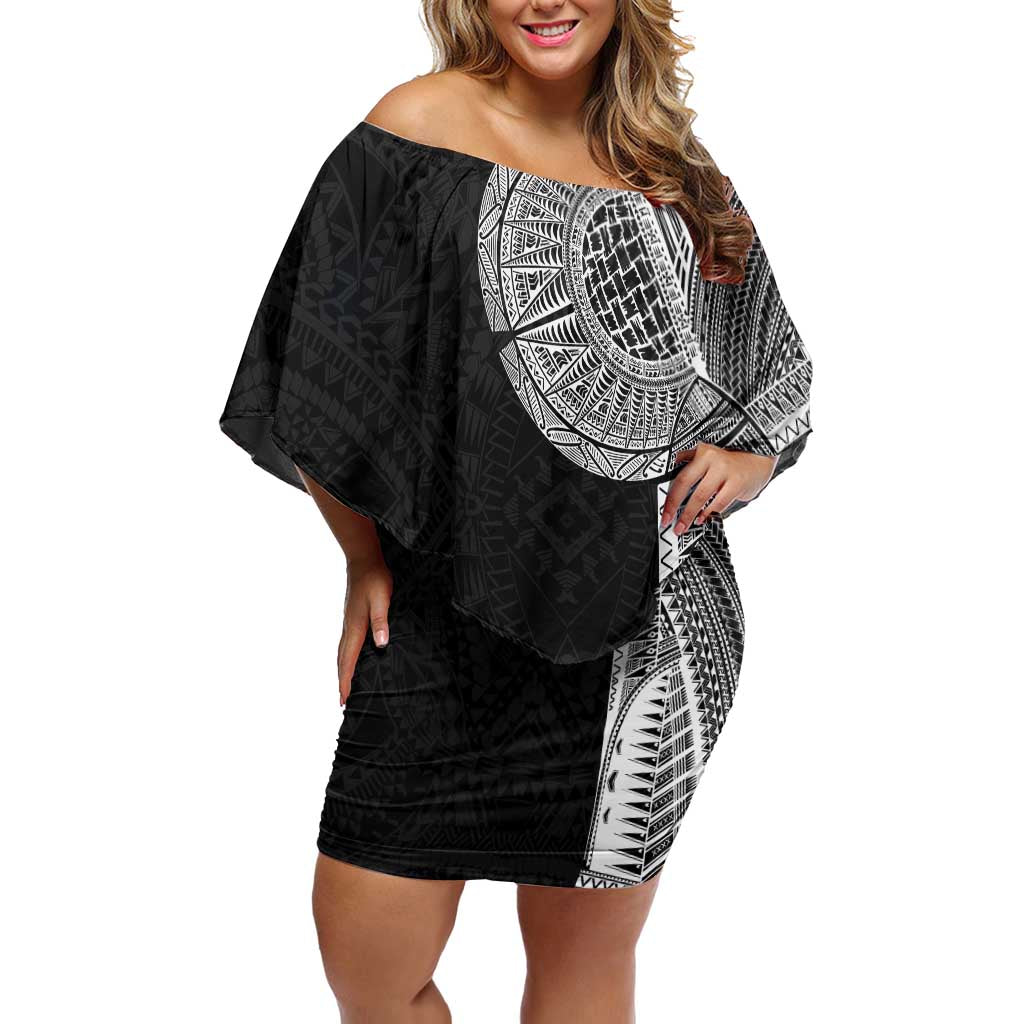 Samoan Tatau Off Shoulder Short Dress Art Tribal Traditional Tattoos - Polynesian Pride