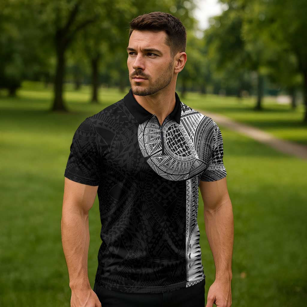 Samoan Tatau Zipper Polo Shirt Art Tribal Traditional Tattoos - Polynesian Pride