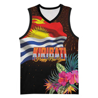 Kiribati Flag and Fireworks Basketball Jersey First Place Welcome the New Year - Polynesian Pride