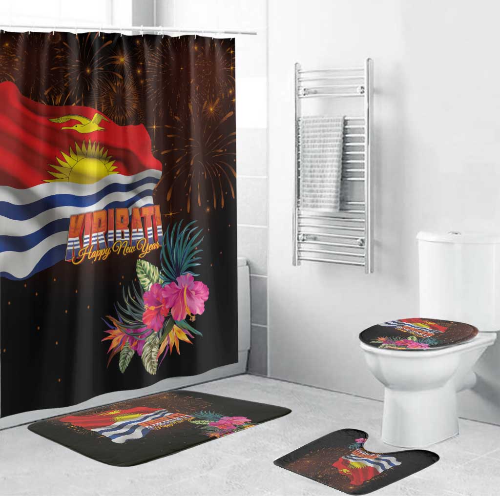 Kiribati Flag and Fireworks Bathroom Set First Place Welcome the New Year - Polynesian Pride