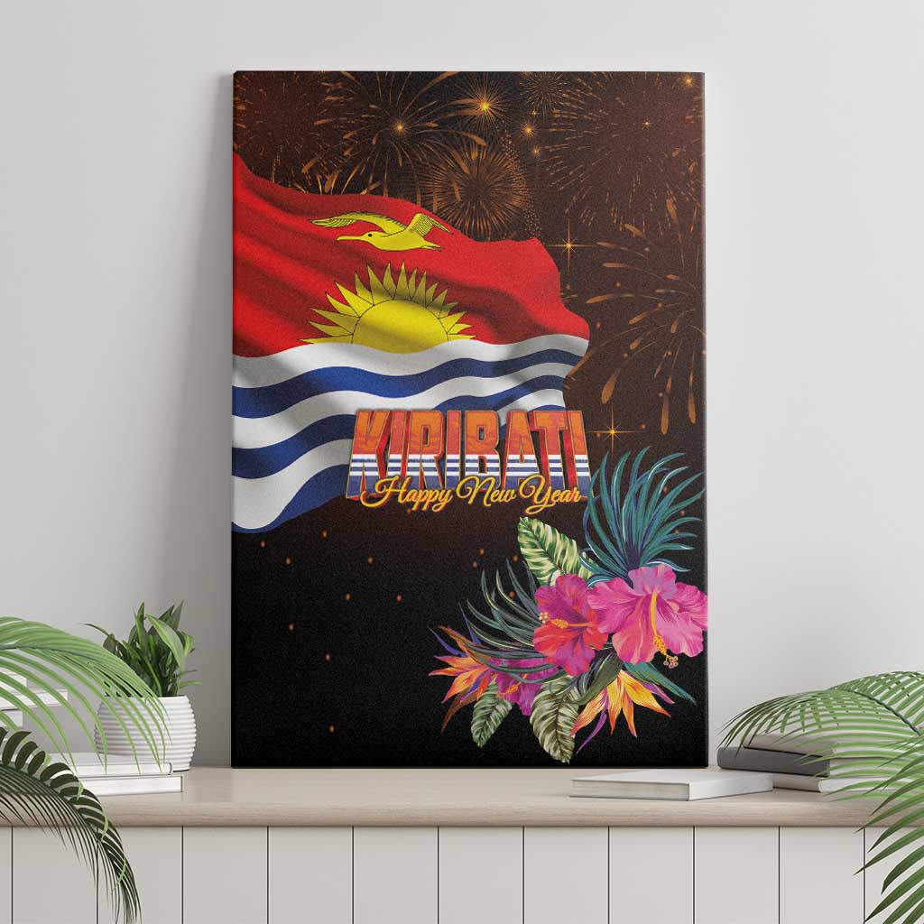 Kiribati Flag and Fireworks Canvas Wall Art First Place Welcome the New Year - Polynesian Pride