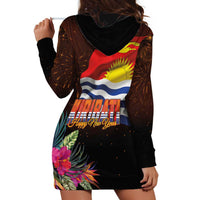 Kiribati Flag and Fireworks Hoodie Dress First Place Welcome the New Year - Polynesian Pride