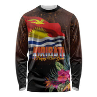 Kiribati Flag and Fireworks Long Sleeve Shirt First Place Welcome the New Year - Polynesian Pride