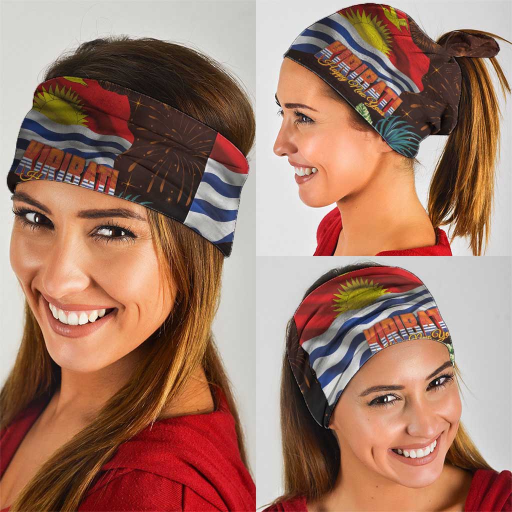 Kiribati Flag and Fireworks Neck Gaiter First Place Welcome the New Year - Polynesian Pride