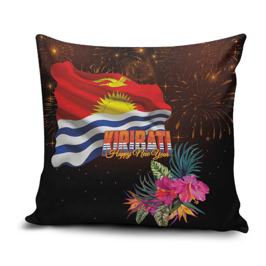 Kiribati Flag and Fireworks Pillow Cover First Place Welcome the New Year - Polynesian Pride
