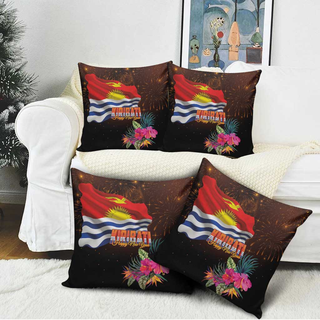Kiribati Flag and Fireworks Pillow Cover First Place Welcome the New Year - Polynesian Pride