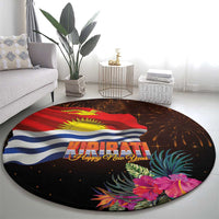 Kiribati Flag and Fireworks Round Carpet First Place Welcome the New Year - Polynesian Pride