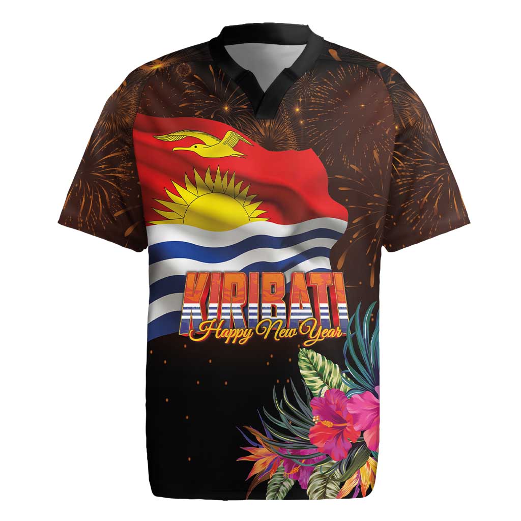 Kiribati Flag and Fireworks Rugby Jersey First Place Welcome the New Year - Polynesian Pride