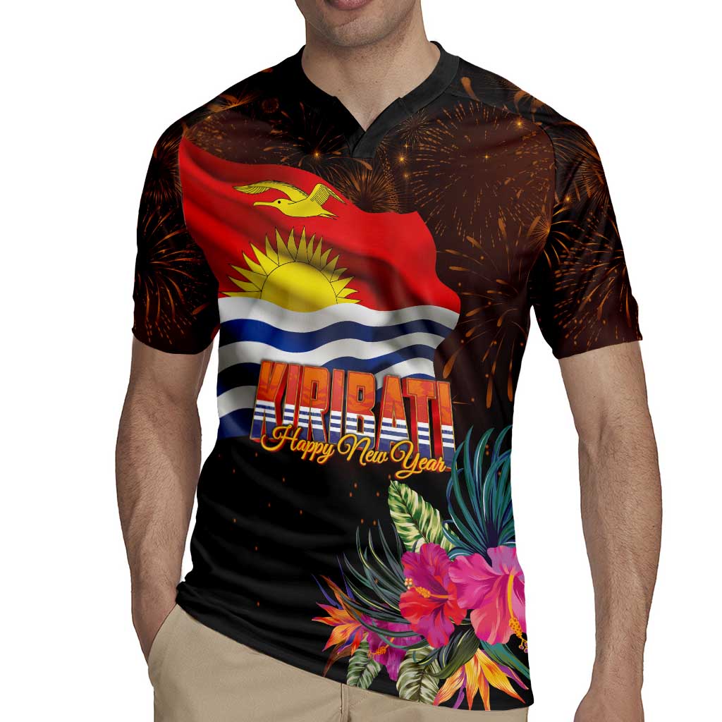 Kiribati Flag and Fireworks Rugby Jersey First Place Welcome the New Year - Polynesian Pride