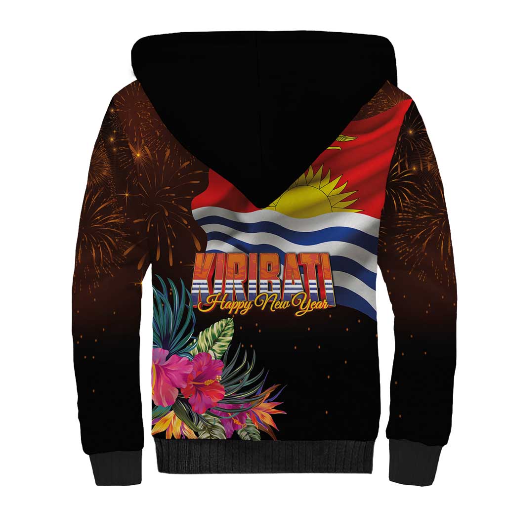 Kiribati Flag and Fireworks Sherpa Hoodie First Place Welcome the New Year - Polynesian Pride