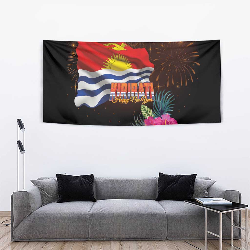 Kiribati Flag and Fireworks Tapestry First Place Welcome the New Year - Polynesian Pride