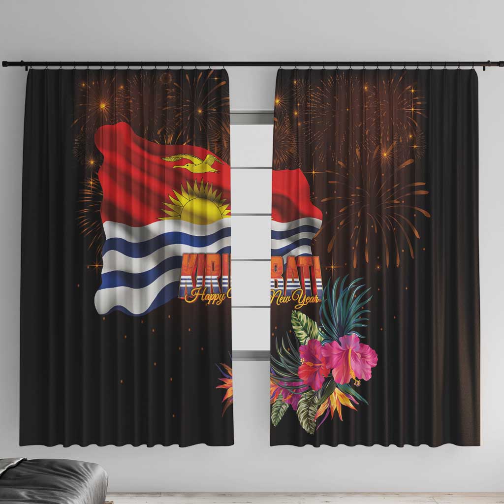 Kiribati Flag and Fireworks Window Curtain First Place Welcome the New Year - Polynesian Pride