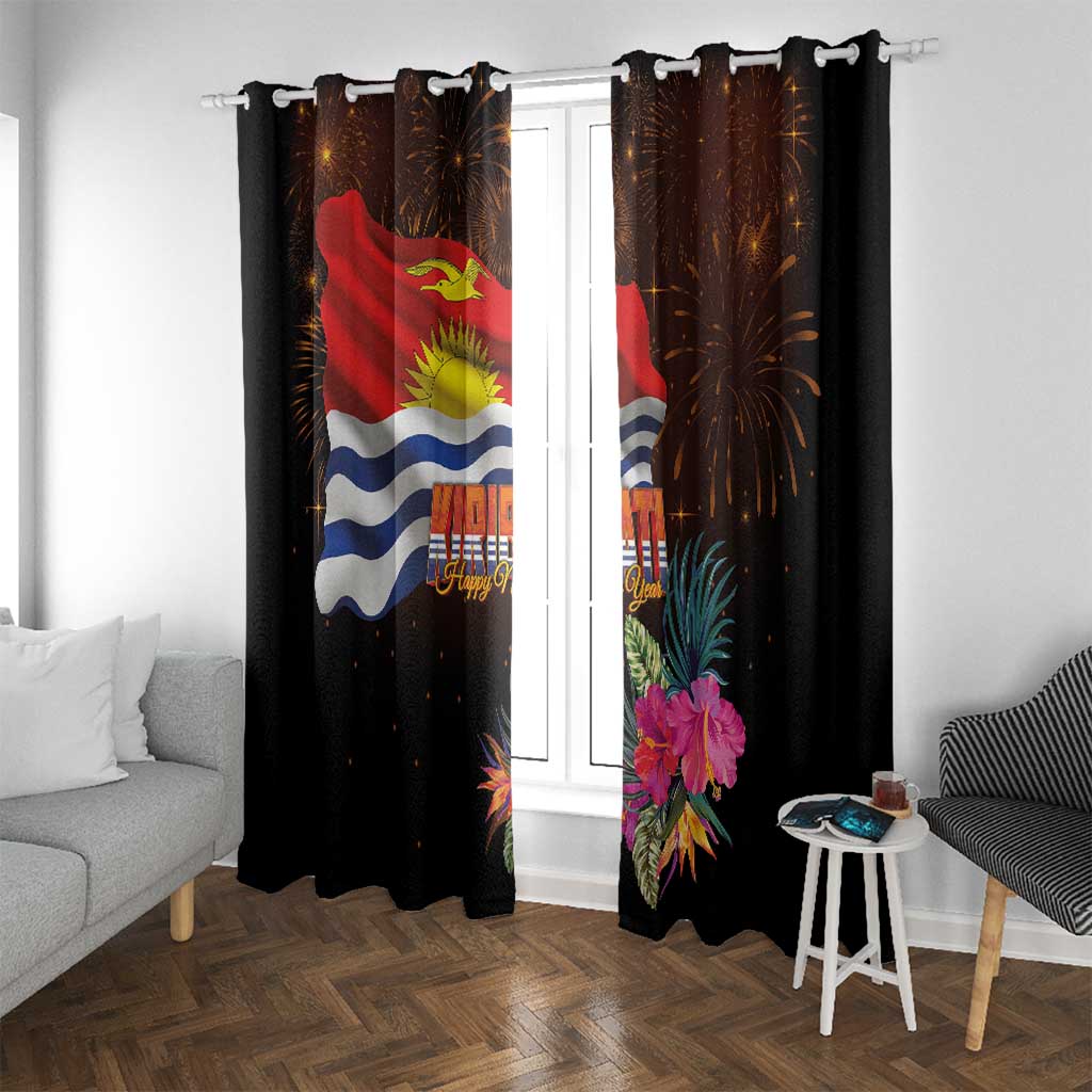 Kiribati Flag and Fireworks Window Curtain First Place Welcome the New Year - Polynesian Pride