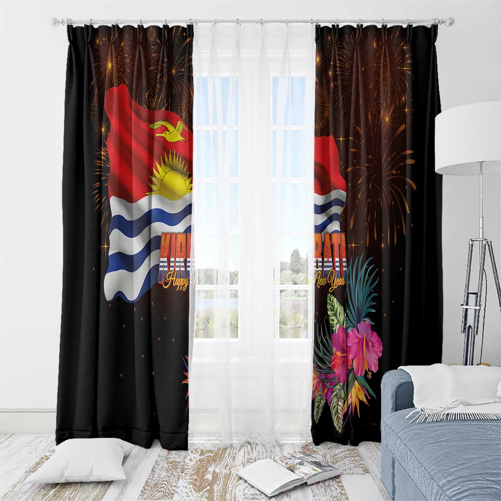 Kiribati Flag and Fireworks Window Curtain First Place Welcome the New Year - Polynesian Pride