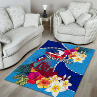 Personalised Haiti 220th Anniversary Independence Day Area Rug Ayiti Flower with Polynesian Pattern LT03 - Polynesian Pride