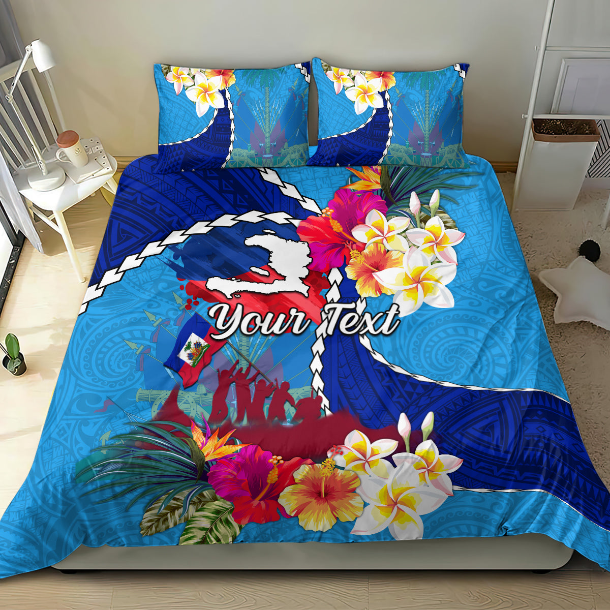 Personalised Haiti 220th Anniversary Independence Day Bedding Set Ayiti Flower with Polynesian Pattern LT03 - Polynesian Pride