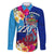 Personalised Haiti 220th Anniversary Independence Day Family Matching Mermaid Dress and Hawaiian Shirt Ayiti Flower with Polynesian Pattern LT03 Dad's Shirt - Long Sleeve Blue - Polynesian Pride