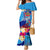 Personalised Haiti 220th Anniversary Independence Day Family Matching Mermaid Dress and Hawaiian Shirt Ayiti Flower with Polynesian Pattern LT03 Mom's Dress Blue - Polynesian Pride