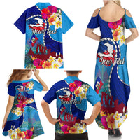 Personalised Haiti 220th Anniversary Independence Day Family Matching Summer Maxi Dress and Hawaiian Shirt Ayiti Flower with Polynesian Pattern LT03 - Polynesian Pride