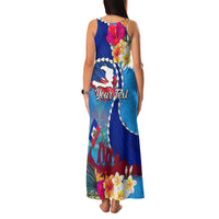 Personalised Haiti 220th Anniversary Independence Day Family Matching Tank Maxi Dress and Hawaiian Shirt Ayiti Flower with Polynesian Pattern LT03 - Polynesian Pride