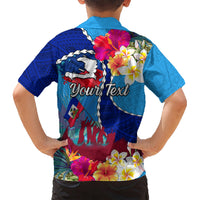 Personalised Haiti 220th Anniversary Independence Day Kid Hawaiian Shirt Ayiti Flower with Polynesian Pattern LT03 - Polynesian Pride