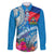 Personalised Haiti Coat Of Arms Family Matching Mermaid Dress and Hawaiian Shirt Repiblik d Ayiti Tropical Flower Blue Polynesian Pattern LT03 Dad's Shirt - Long Sleeve Blue - Polynesian Pride
