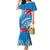 Personalised Haiti Coat Of Arms Family Matching Mermaid Dress and Hawaiian Shirt Repiblik d Ayiti Tropical Flower Blue Polynesian Pattern LT03 Mom's Dress Blue - Polynesian Pride