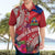 Personalised Haiti Coat Of Arms Hawaiian Shirt Repiblik d Ayiti Tropical Flower Red Polynesian Pattern LT03 - Polynesian Pride