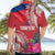 Personalised Haiti Coat Of Arms Hawaiian Shirt Repiblik d Ayiti Tropical Flower Red Polynesian Pattern LT03 - Polynesian Pride