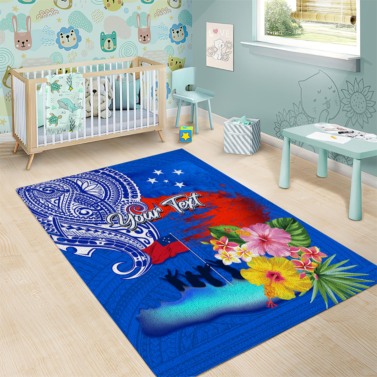 Personalised Samoa 62nd Anniversary Independence Day Area Rug Samoan Tribal Flag Style LT03 - Polynesian Pride