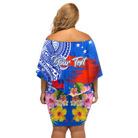 Personalised Samoa 62nd Anniversary Independence Day Family Matching Off Shoulder Short Dress and Hawaiian Shirt Samoan Tribal Flag Style LT03 - Polynesian Pride