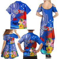 Personalised Samoa 62nd Anniversary Independence Day Family Matching Summer Maxi Dress and Hawaiian Shirt Samoan Tribal Flag Style LT03 - Polynesian Pride