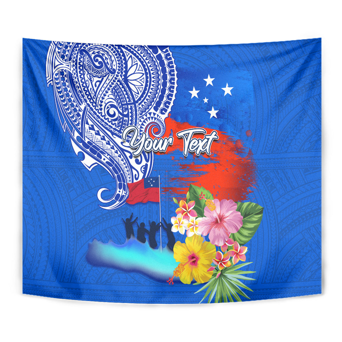 Personalised Samoa 62nd Anniversary Independence Day Tapestry Samoan Tribal Flag Style LT03 - Polynesian Pride