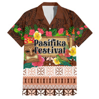 Pasifika Festival Auckland Family Matching Long Sleeve Bodycon Dress and Hawaiian Shirt Polynesian Tribal with Pacific Pattern Brown Color LT03 Dad's Shirt - Short Sleeve Brown - Polynesian Pride